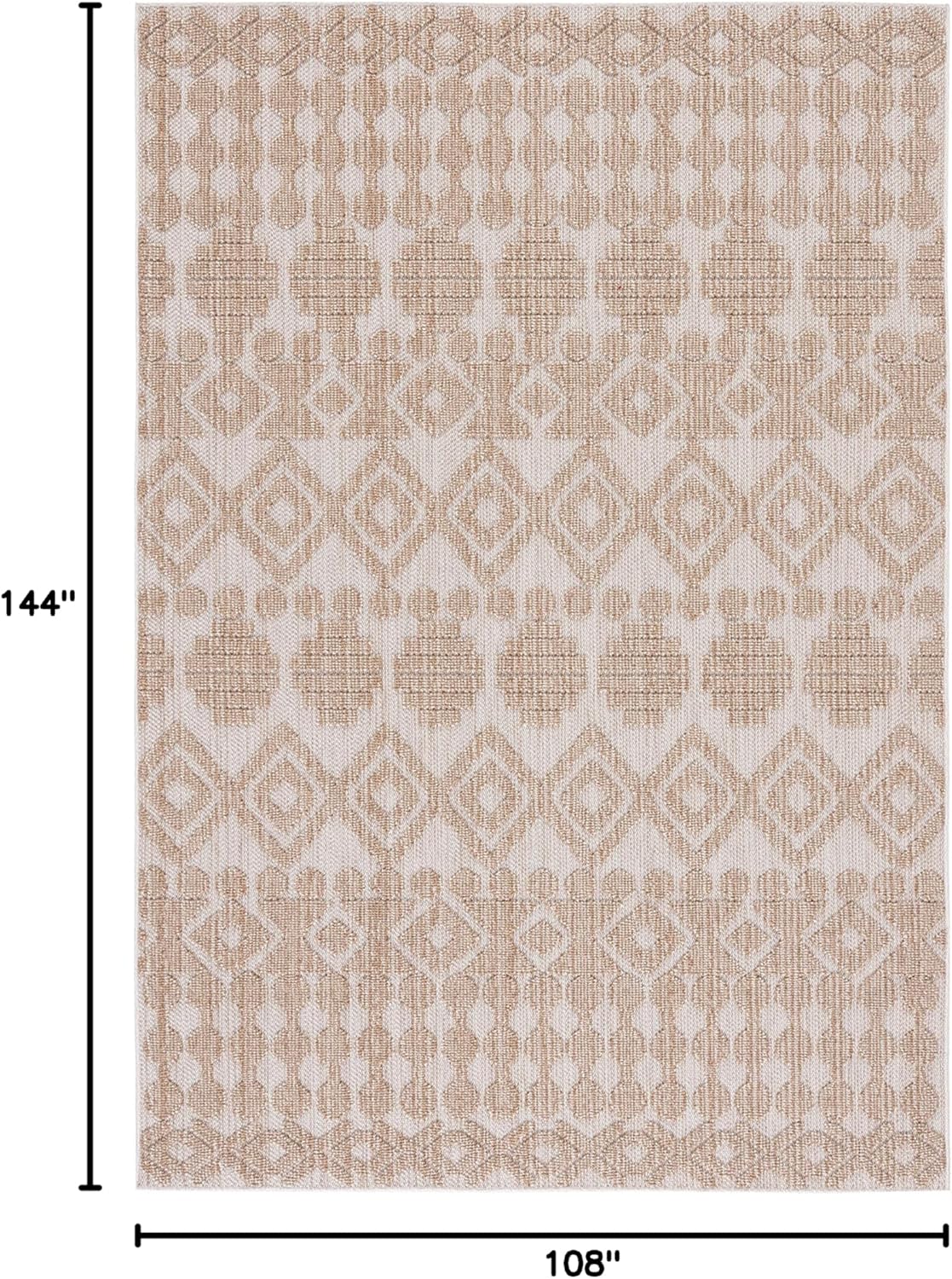 SAFAVIEH Washable Rug Outdoor Global Collection - 9' x 12', Beige & Brown, Non-Shedding & Easy to Clean, Ideal for Patio, Backyard, Mudroom (GLB214B)