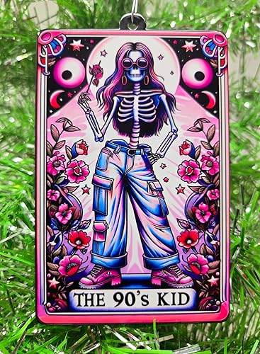 Gen Z Ornamento  Adorno de Navidad con temática de tarot de patinaje para niños de los 90
