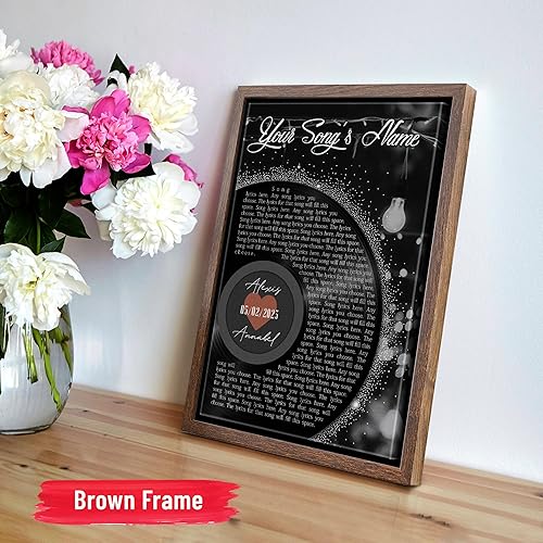 Vista 27 de H-DEWALL Letras de canciones personalizadas con marco, arte de pared musical personalizado para él, decoración sentimental y regalo inspirador