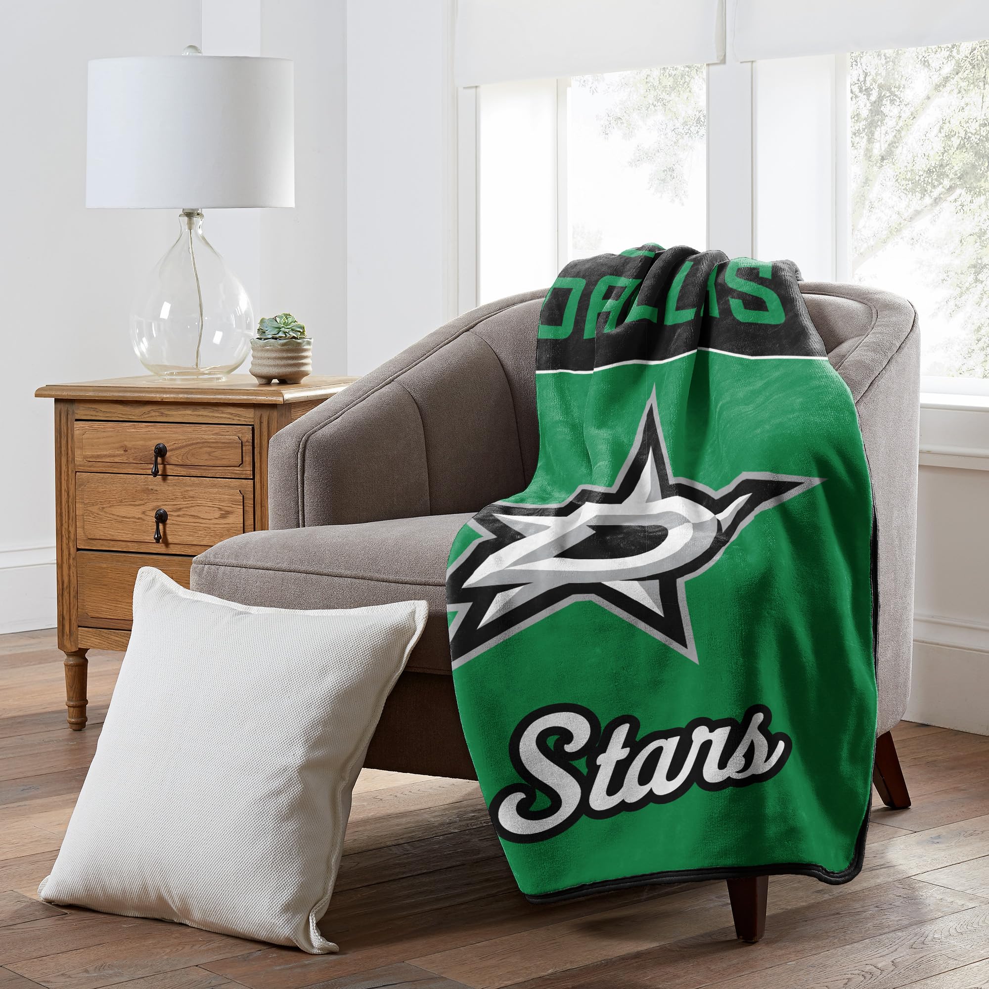 NORTHWEST Officially Licensed Dallas Stars NHL Team Throw Blanket 46″×60″ – Licensed Microfiber Throw with Hockey Logos for Fans, Dorms, Game Day Couches & Fan Caves