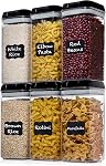Shazo Airtight Food Storage Containers with Lids - 6 PC BPA Free Clear Plastic Cereal Containers with Easy Lock Lids for Kitchen and Pantry Organization for Snacks and Pasta - 1.2L