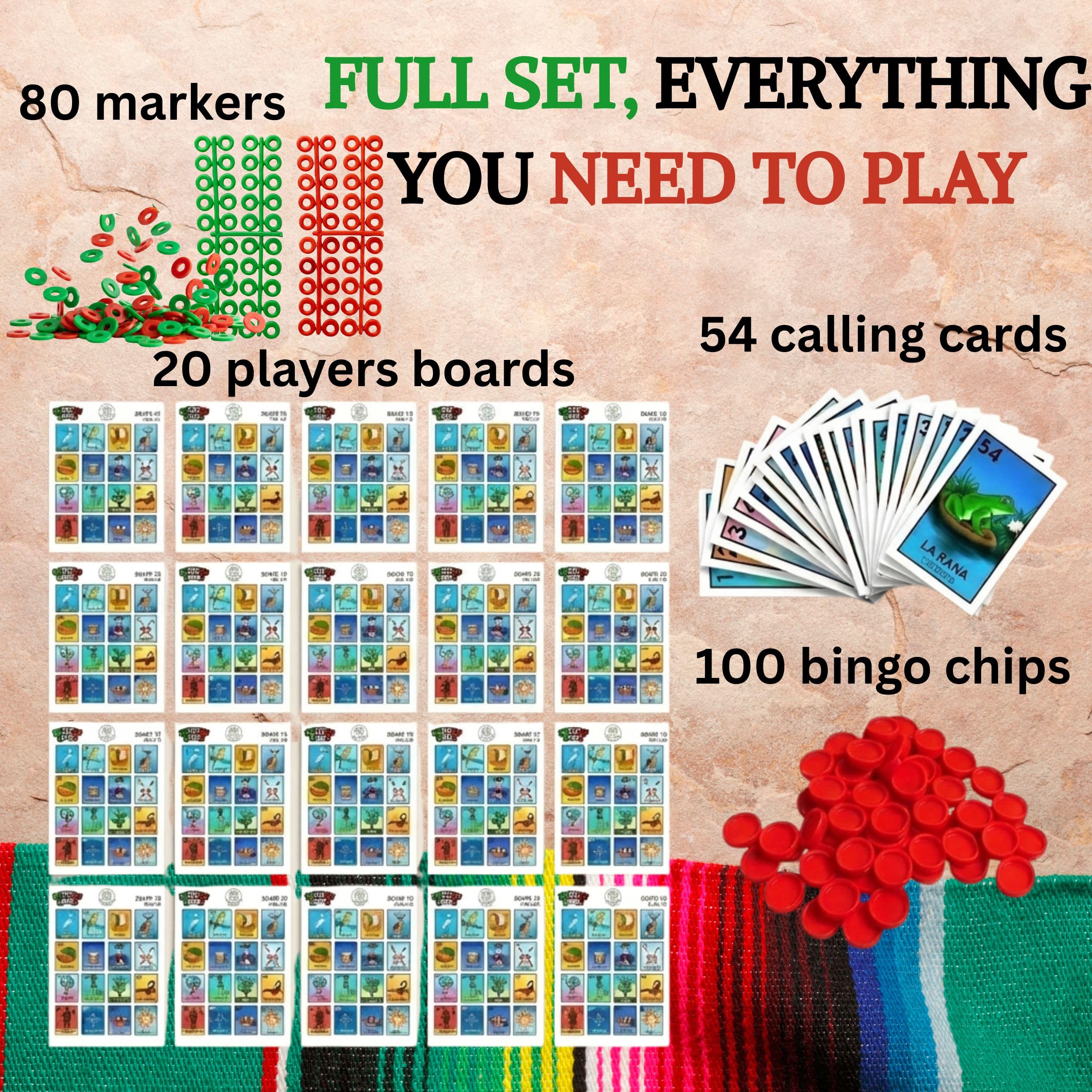 The Original Loteria Mexican Bingo Game with 100 bingo chips for 20 Players - loteria de lujo mexicana - loteria mexicana - Juegos de mesa - spanish games Mexican bingo loteria game - loteria cards F