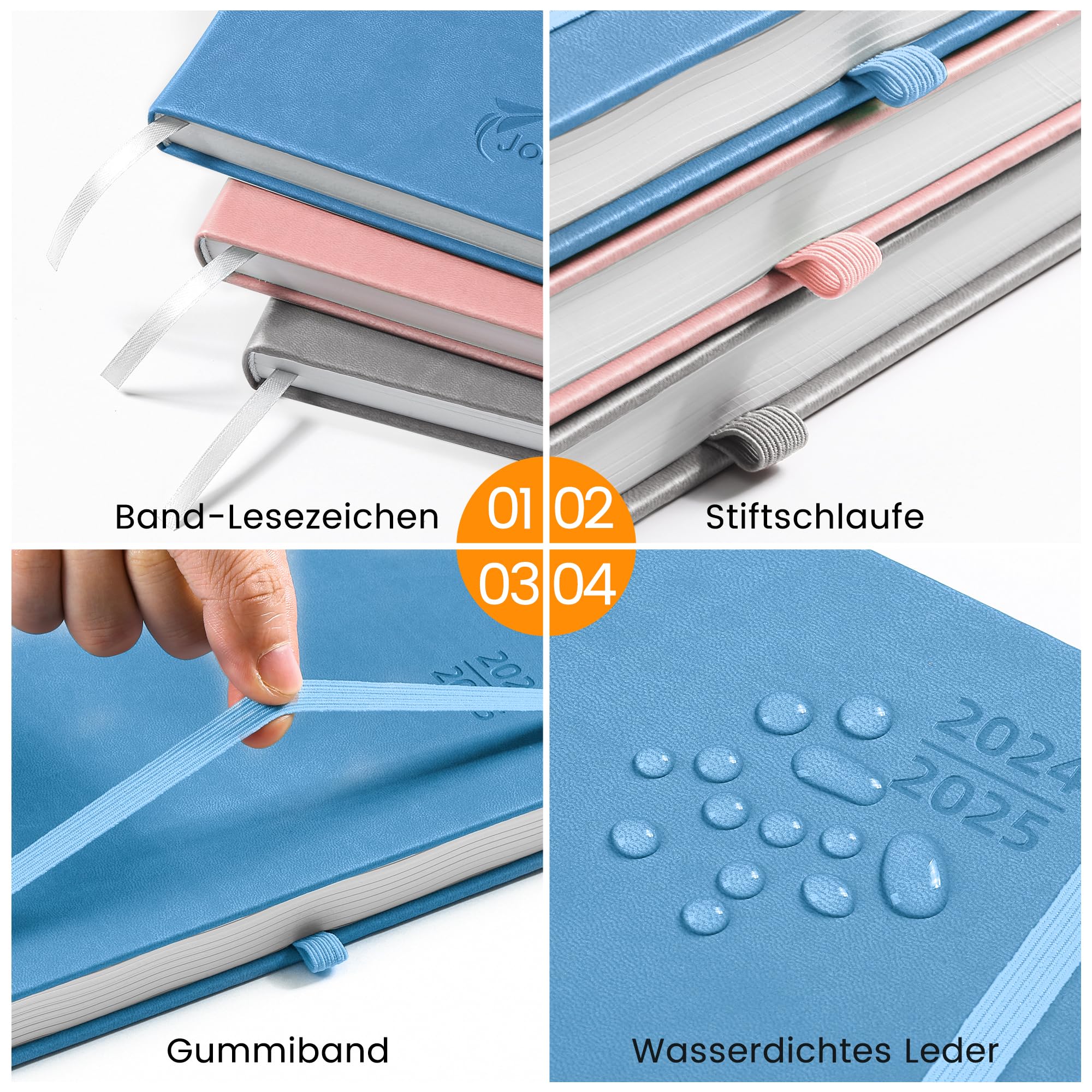 Jokisa Agenda 2025, Agenda Giornaliera Con Passante per Penna, Chiusura Elastica e Adesivi, Agenda Settimanale Intervalli di 30 Minuti, Ago.2024-Dic.2025 (22 x16 cm)