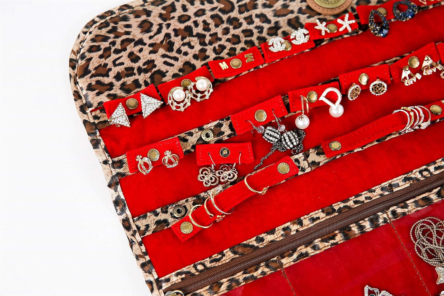 Angelina's Palace Tenby Jewelry Homie Jewelry Organizer home storage hanger 2 sides detachable ring holder (Leopard)