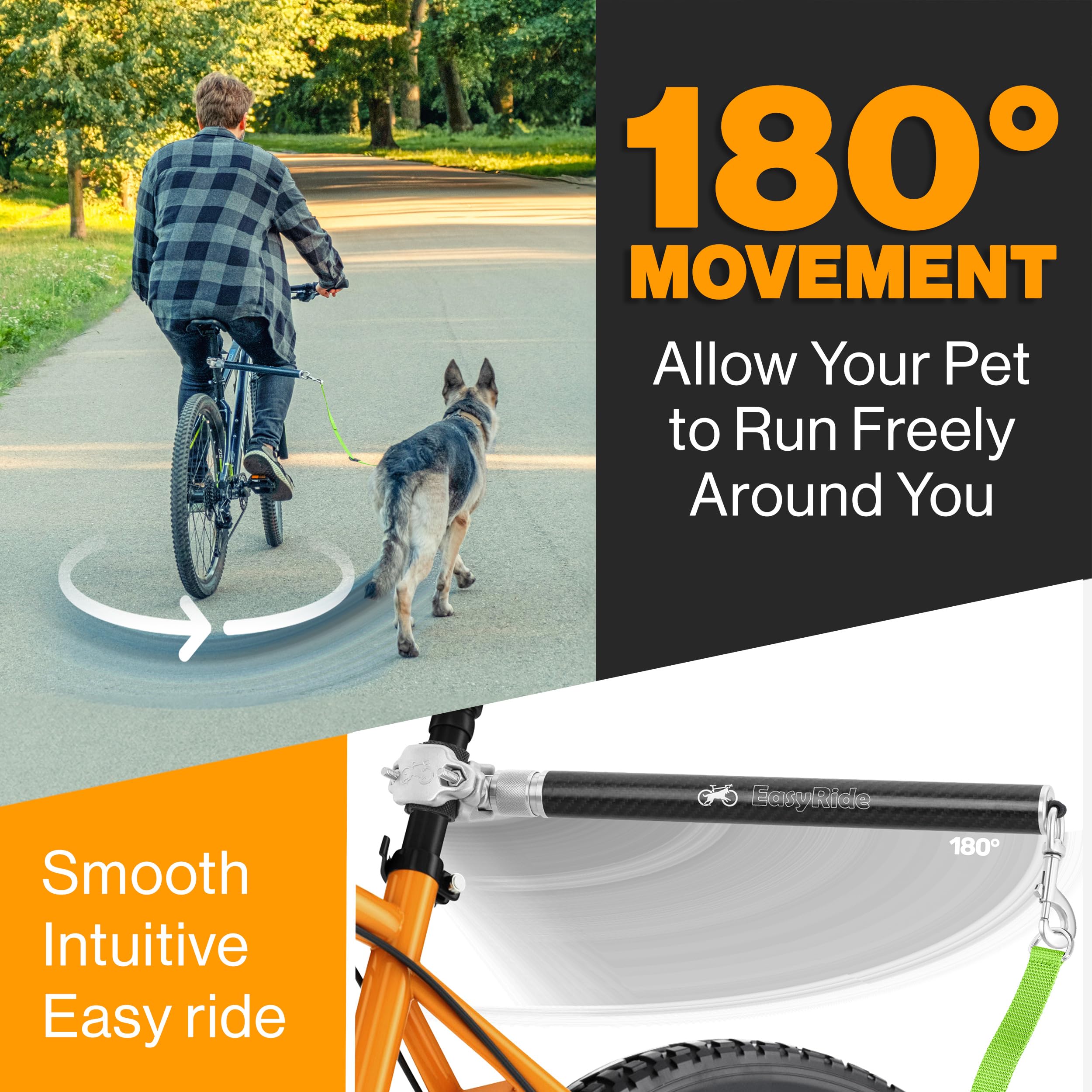 Hands-Free Leads for Dogs -180° Rotating Dog Bicycle Lead with Shock Absorbers and Quick Attachment Mechanism (Green) - Image 2