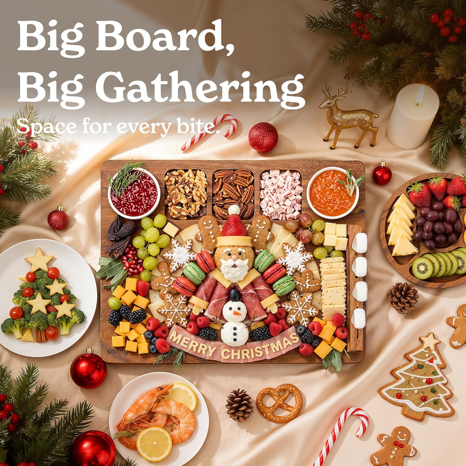 SMIRLY Charcuterie Boards Set, Large Cheese Board Set, Natural Walnut Wood Charcuterie Tray with Accessories - Housewarming Gifts New Home, Wedding & Bridal Shower Gifts for Women, Couples - Image 5