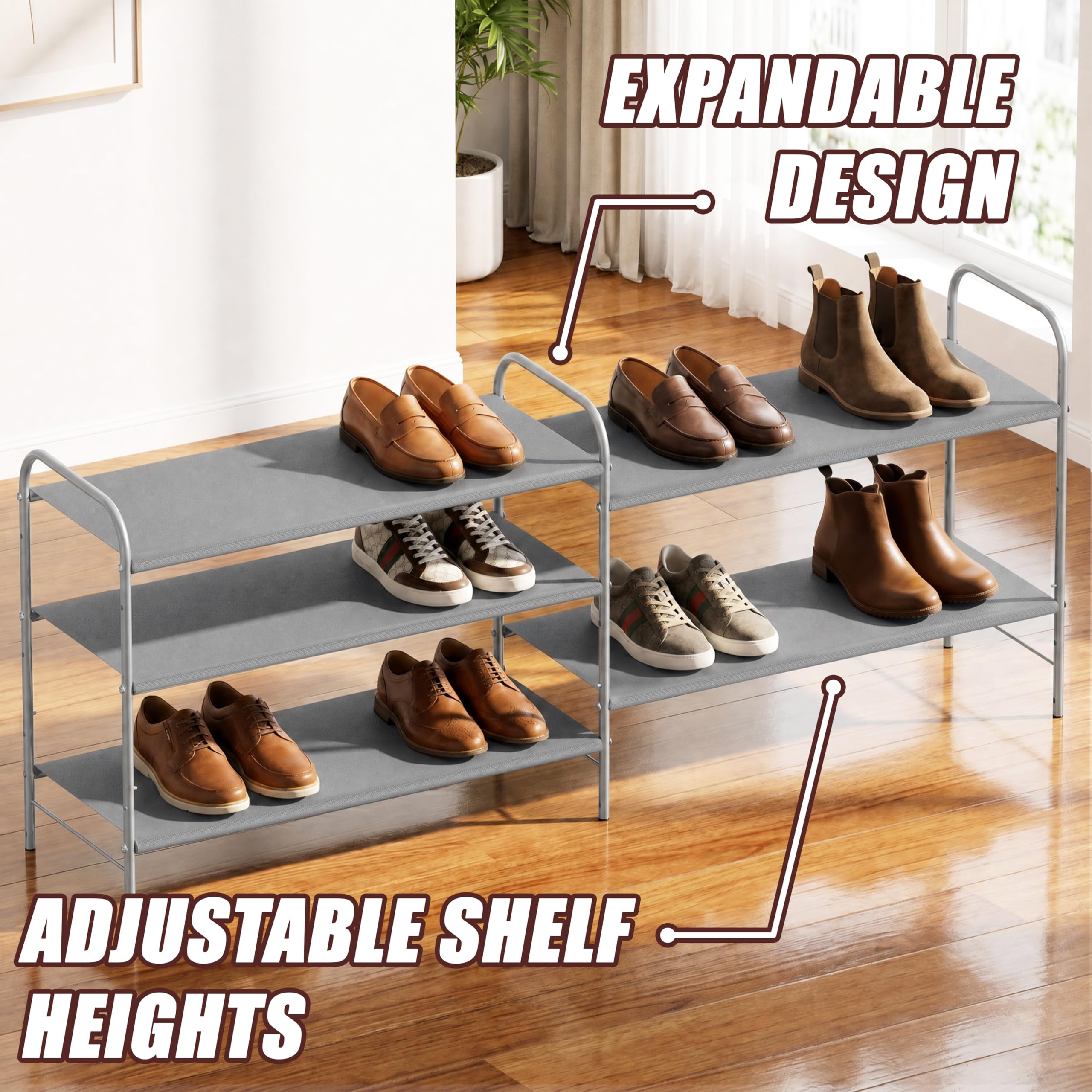 Amazon｜Simple Houseware 3段 積み重ね可能 ワイヤーシューズラック