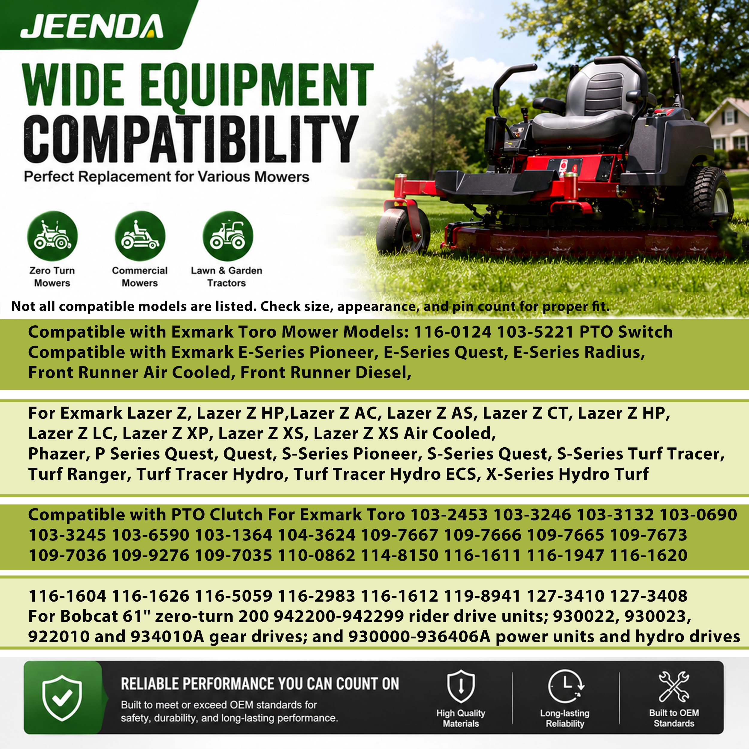 JEENDA PTO Interrupteur d'embrayage 183925 13248 6201-342 6201342 Compatible avec Delta Bobcat 61 930022 934010A Grasshopper 320 Toro 74269