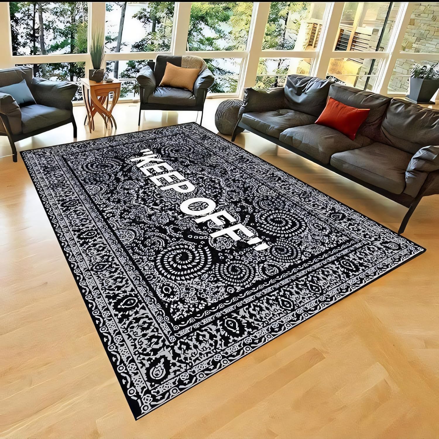3'11" × 5'11" Keep Off Area Rug, Washable Cotton Rug (120×180 cm)