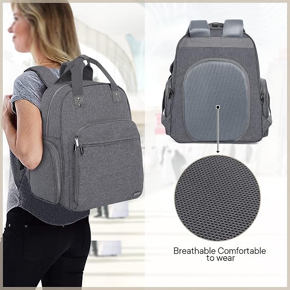 Teamoy Breast Pump Bag, Breast Pump Backpack Compatible with Spectra S1, S2, and Cooler Bag, Pumping Bag with Pockets and 15 Laptop Sleeve for Working Mom, Gray