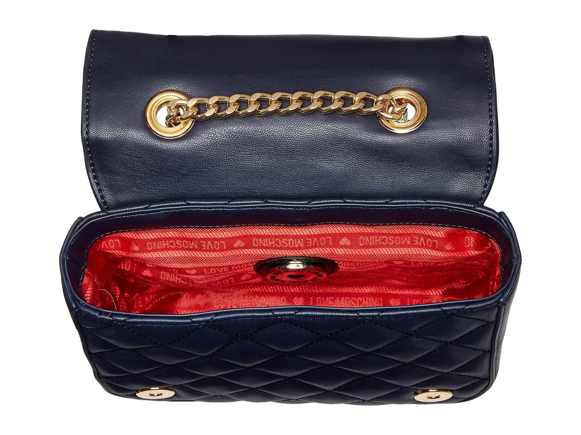 LOVE Moschino Quilted Crossbody Chain Strap at