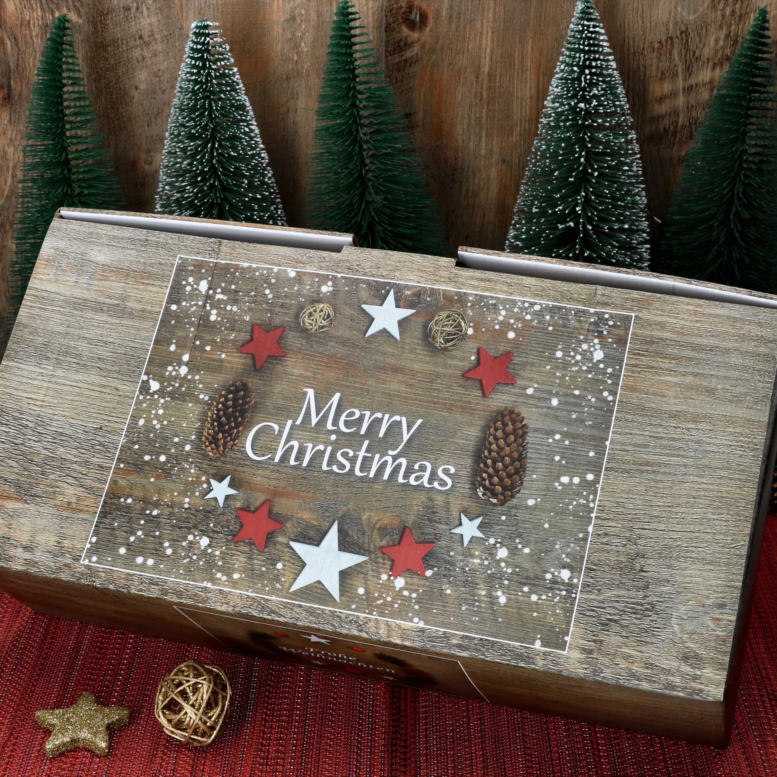 MamboCat Weihnachtsbaum 18tlg Kaffeeservice I Steingut-Kaffeeset für 6 Personen mit Tannenbäumen & Schneeflocken I Je 6x Kaffeetassen 150ml, Untertassen & Kuchenteller für Weihnachten & Nikolaus