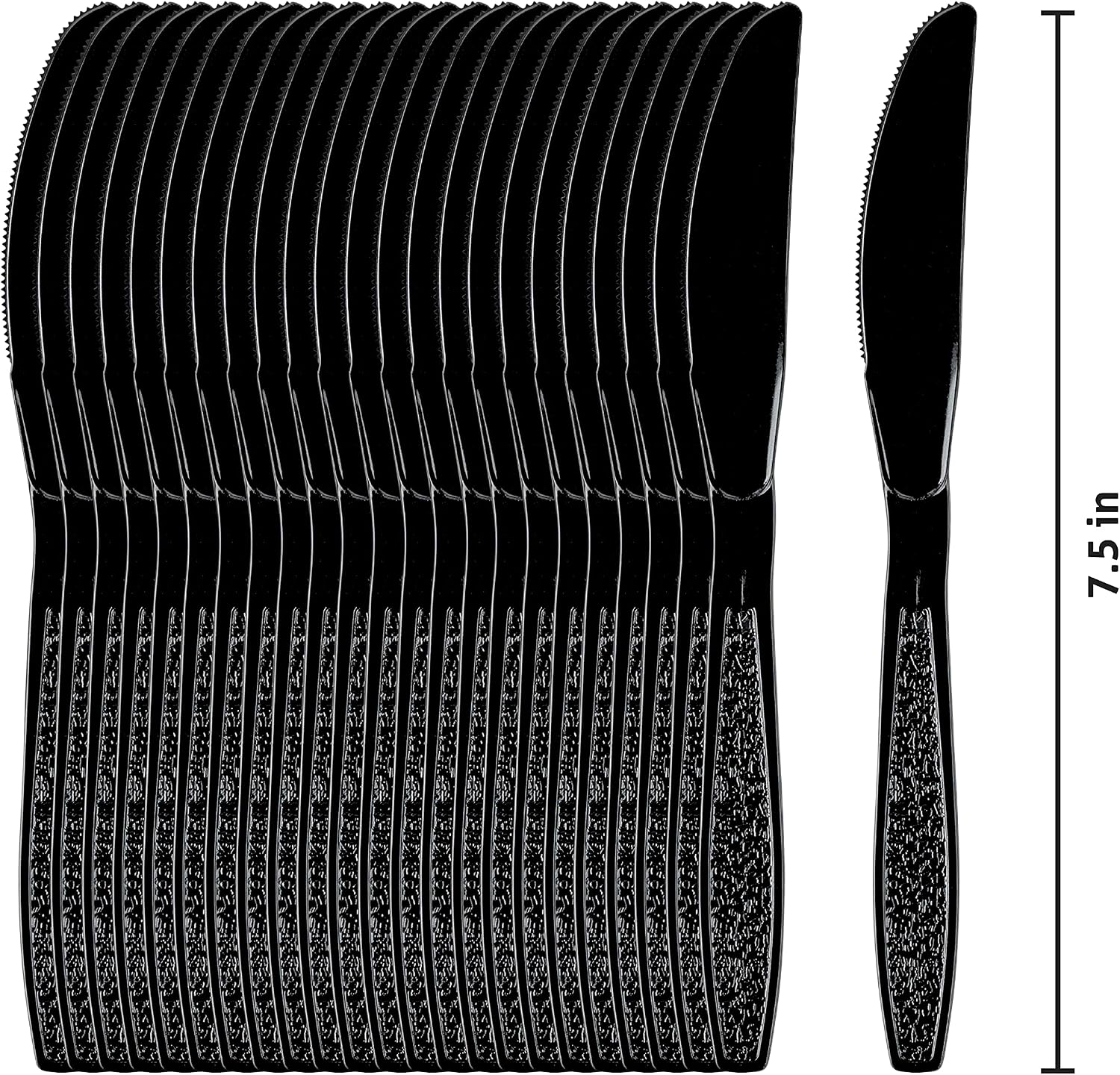 Ambiance By Crystalware Heavy Weight Disposable Plastic Knives, Food Grade Heavy Duty Plastic Silverware Cutlery Flatware, (100 Pack, Black)