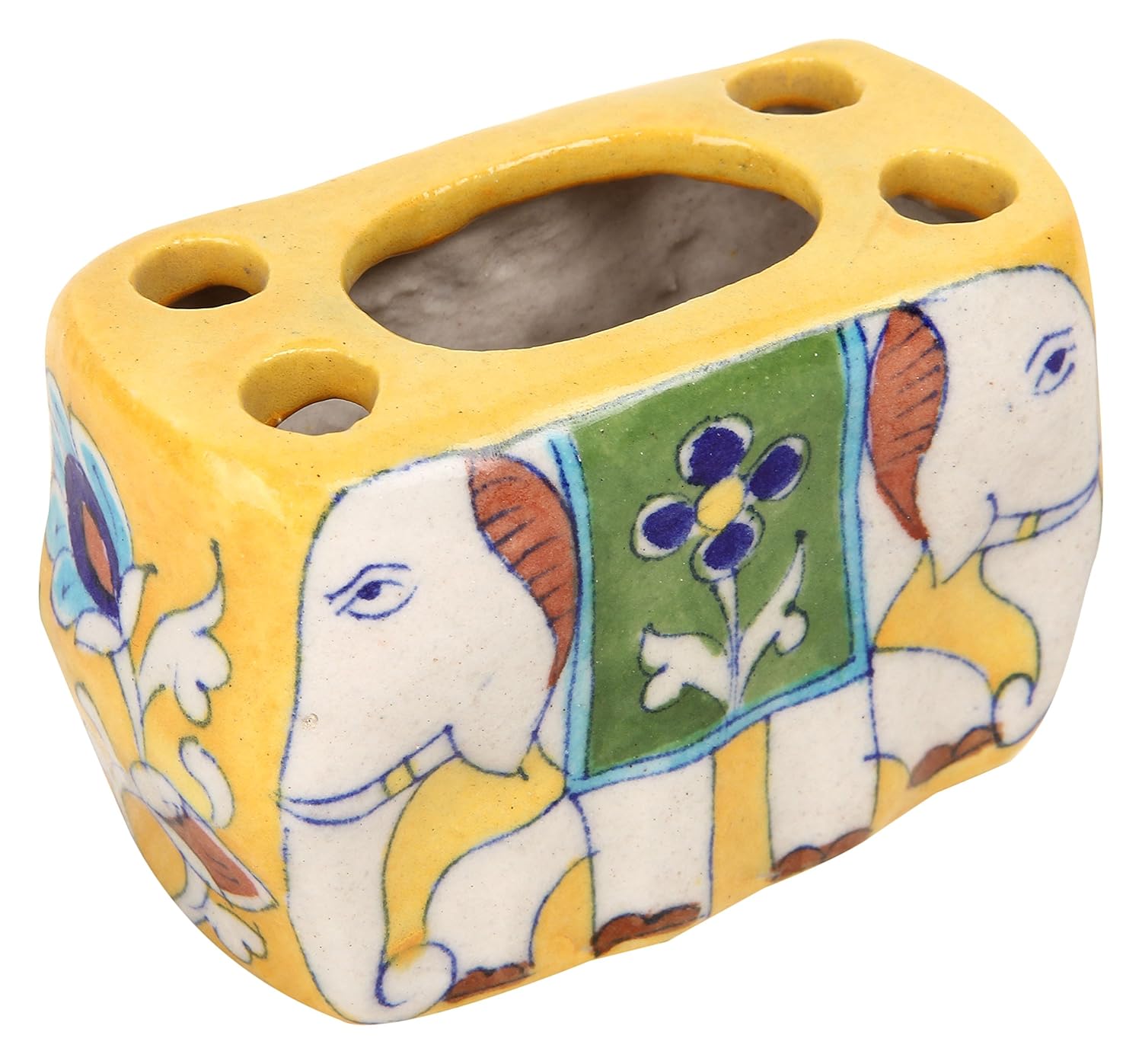 Priya Darshani Crafts Ceramic Toothbrush Holder (8 cm x 3 cm x 6 cm