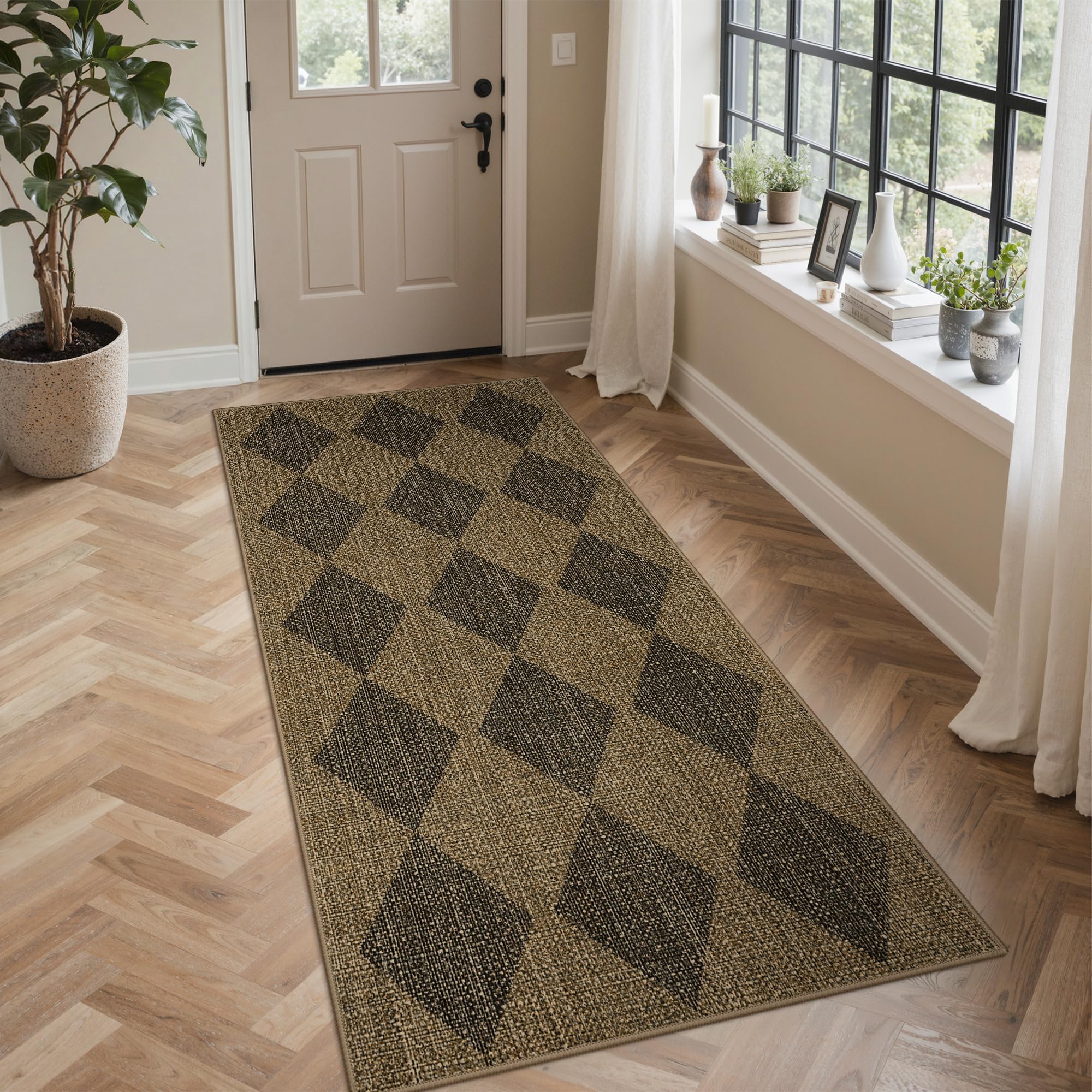 GENIMO Faux Jute Diamond Indoor Outdoor Runner Rug 80x150CM