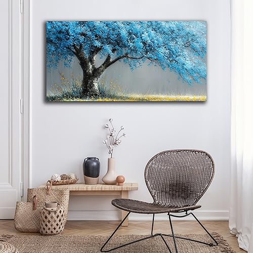 Miniatura 5 de Lienzo decorativo para pared con diseño de árbol de la vida para sala de estar, cuadros azules, decoración de pared para oficina, árbol, arte de
