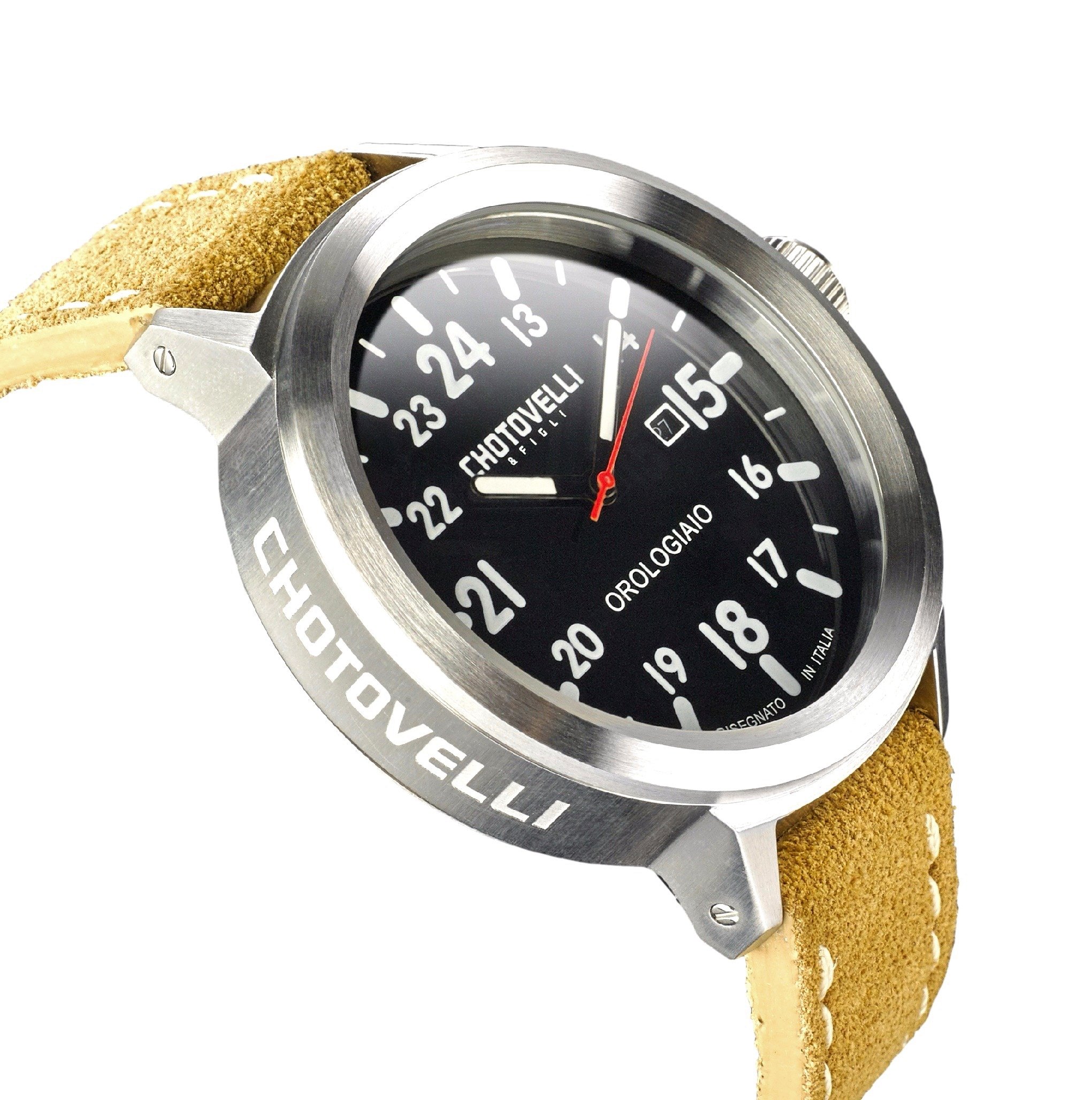 chotovelli Grande Pilota, Orologio da polso, Impermeabile, cinturino in pelle