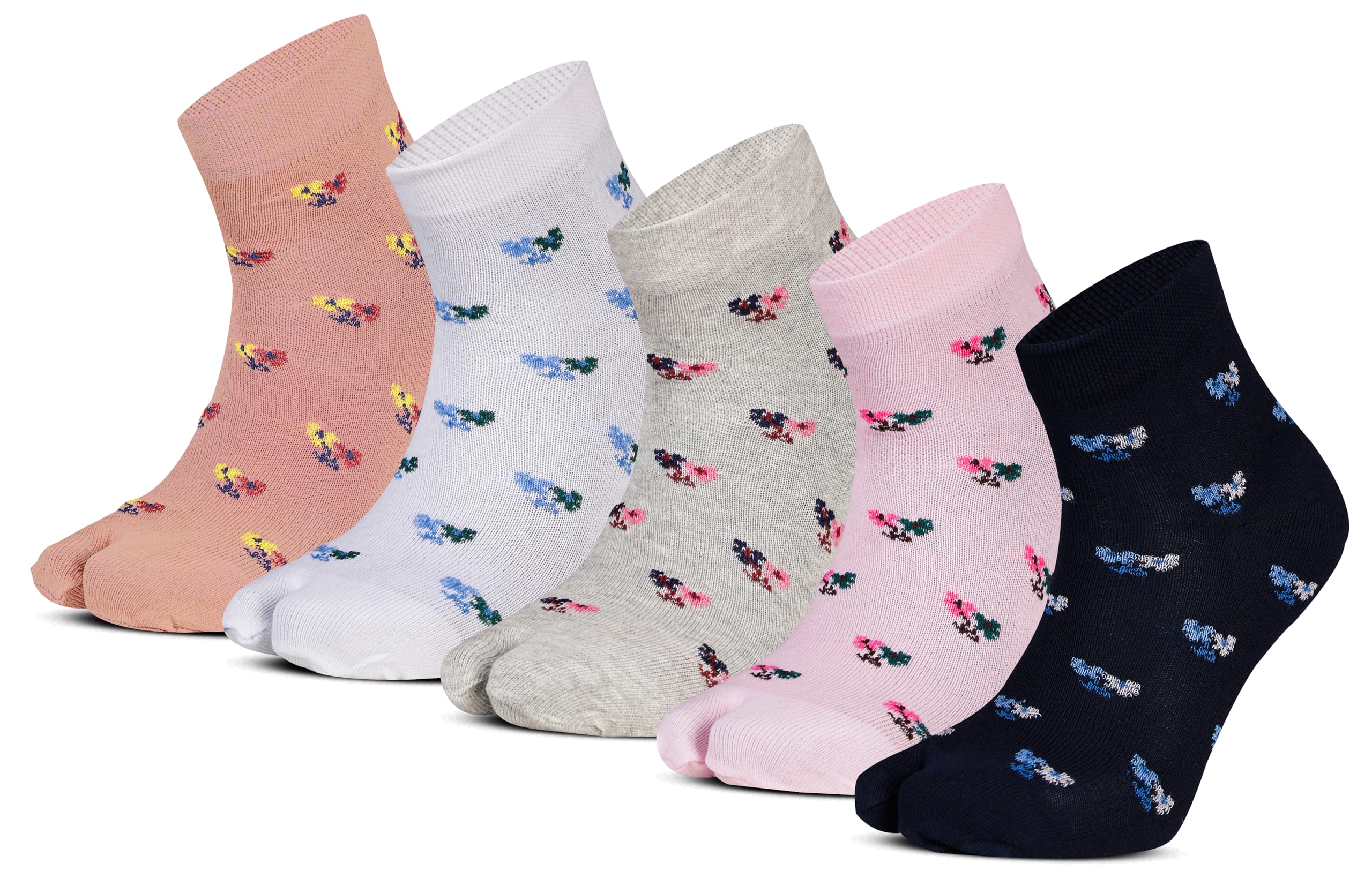 Women's Ankle Cotton Thumb Socks (Pack Of 5 Pairs, Multicolored, Free Size, Ankle Length)