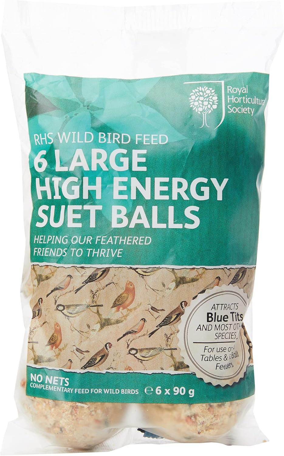 RHS Wild Bird Feed 6 Large High Energy Suet Balls Amazon.co.uk Garden