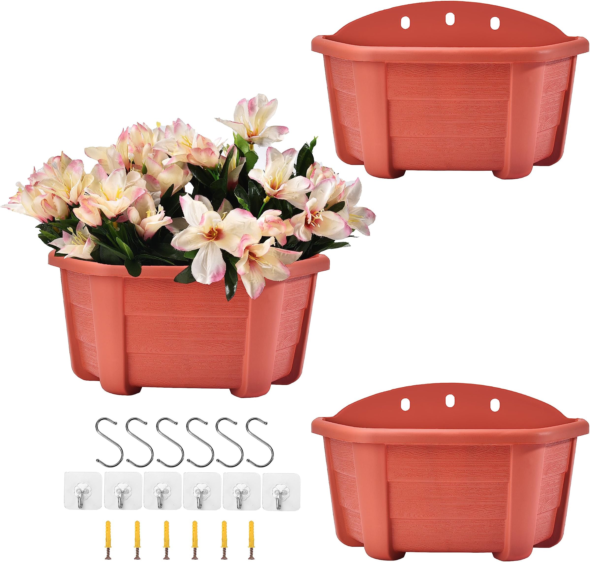 Vaso A Parete Semicircolare Svasato Liscio Fioriera In Terracotta - Foto 8