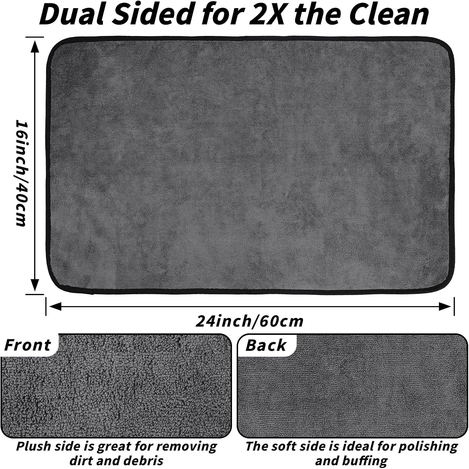 20 Pack Microfiber Towels for Cars, 24" x 16" Car Detailing Towels Dual Pile Quick Drying 400 GSM Microfiber Cleaning Cloths, Lint Free Scratch Free Car Drying Towels for Auto, Truck, SUV, RV & Boat