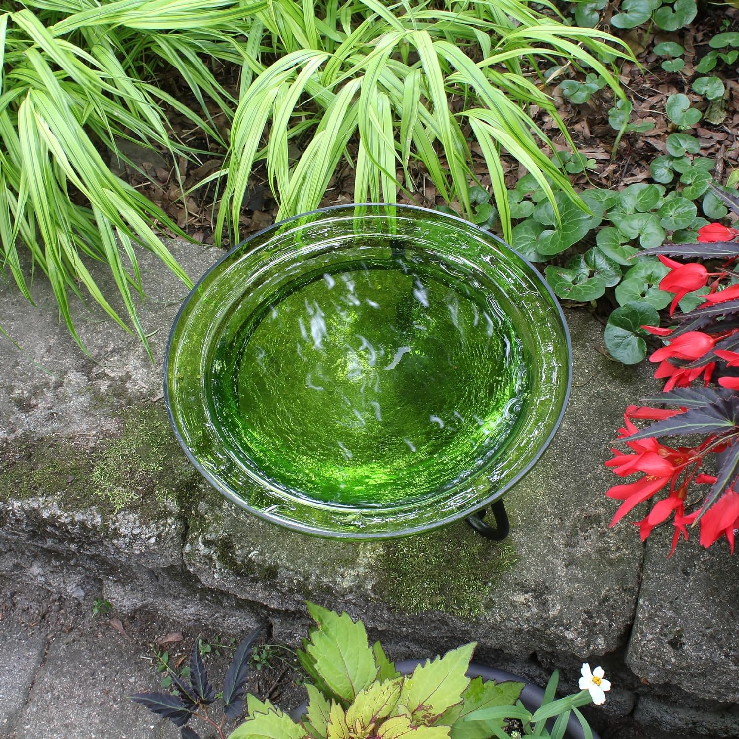 Achla Designs Crackle Glass Bowl, 12-in, Fern Green