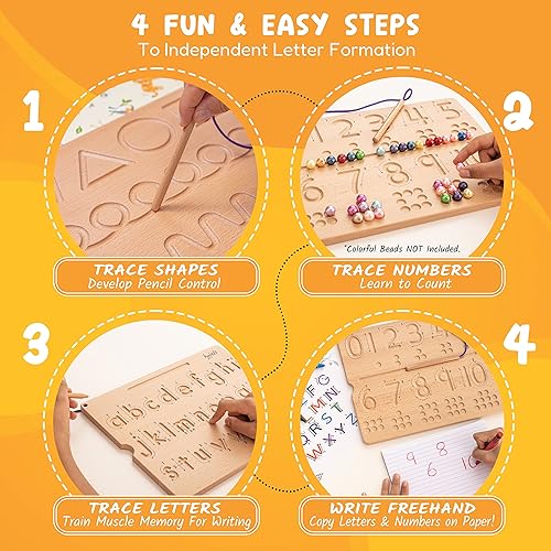 Miniatura 3 de Hulats Aprende a escribir - Tablas de seguimiento de números y letras con flechas de dirección - Juguetes Montessori de aprendizaje del alfabeto de