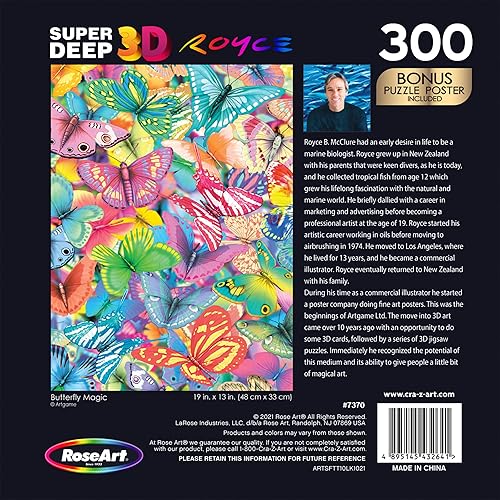 Miniatura 2 de Cra-Z-Art - RoseArt - Super Deep 3D - Butterfly Magic - Rompecabezas de 300 piezas
