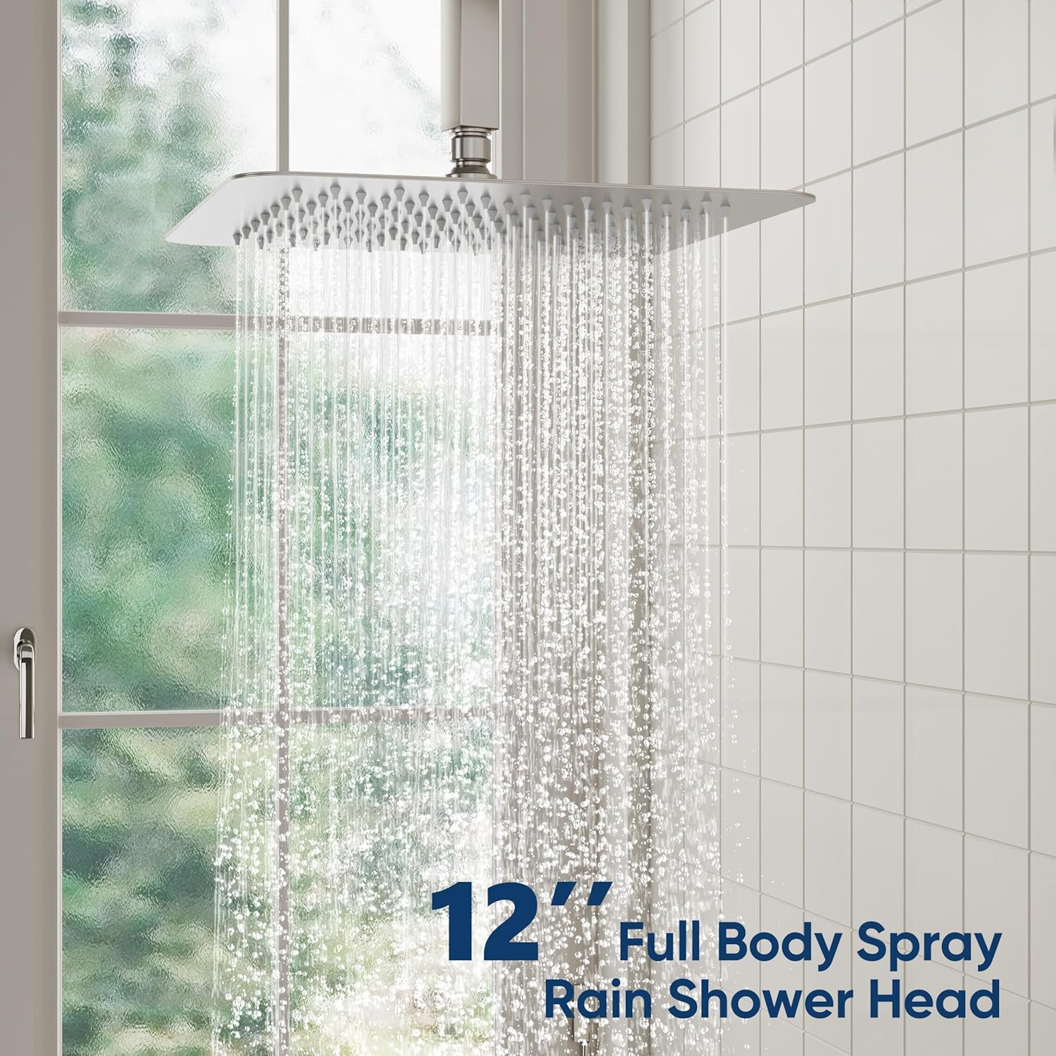 ESNBIA Shower System, 12 Inches Rain Shower Head with Handheld Combo Set, Shower Faucet Set with Valve and Trim, Ceiling Mounted High Pressure Rainfall Dual Shower Head System, Brushed Nickel