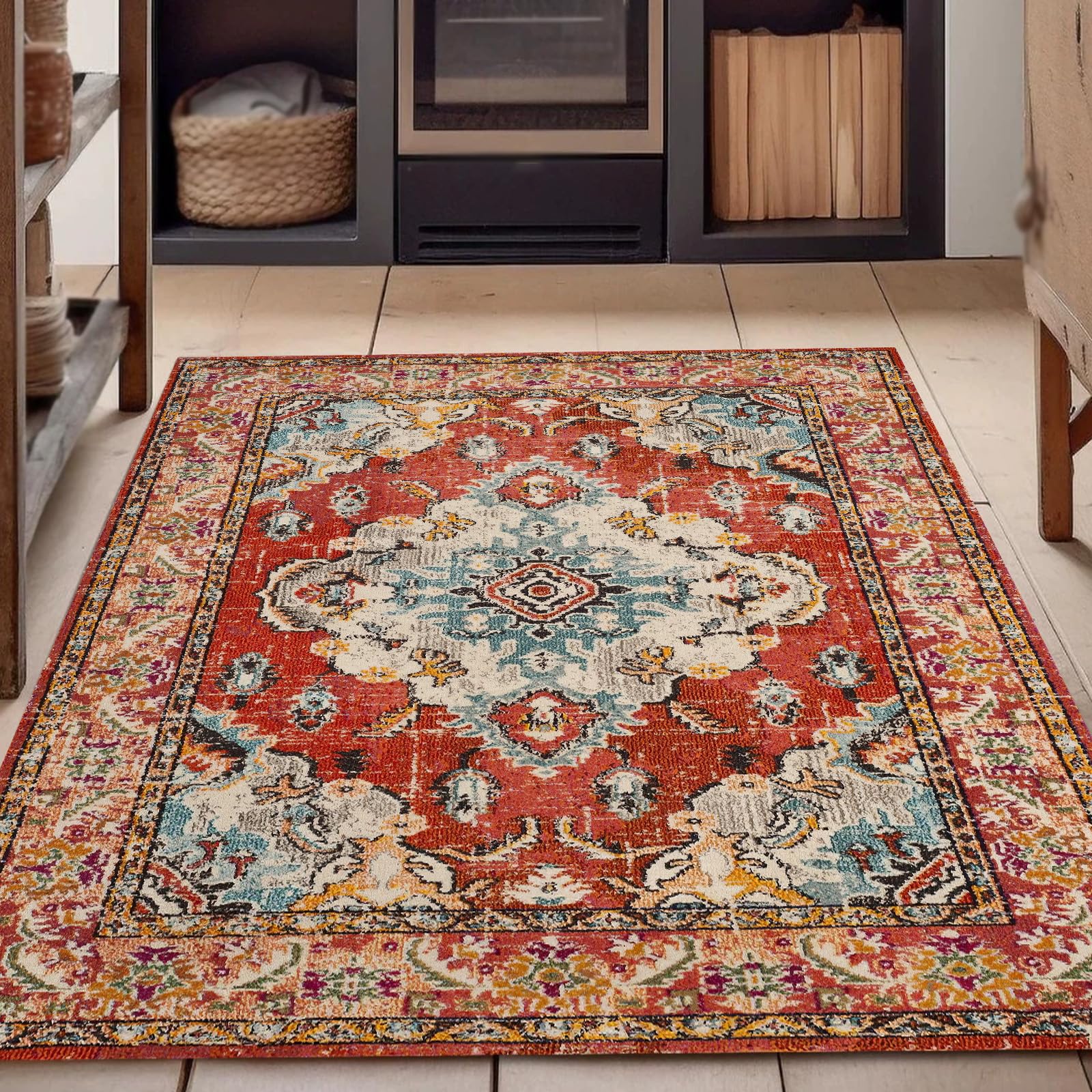 Tapis de chambre vintage vieilli 155x215 pour masquer un sol impersonnel