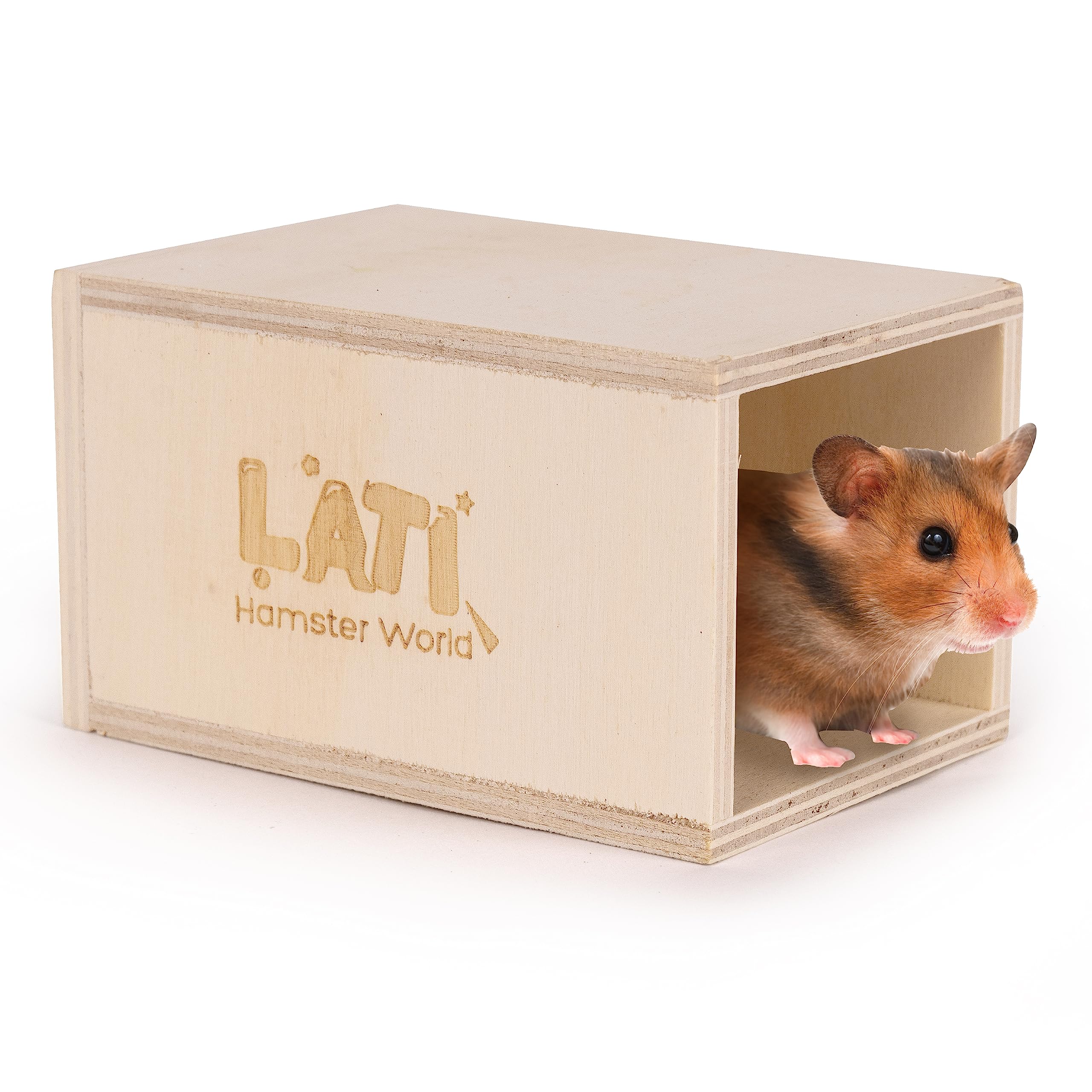 Hamster Wood Rectangular Box Hideout: Cozy Miniature Box Cage House for Small Pet Animals Like Hamsters, Gerbils, Degus, Chinchillas, Mice, Rodents, 3,9 by 2.7 by 2.3 Inches, White