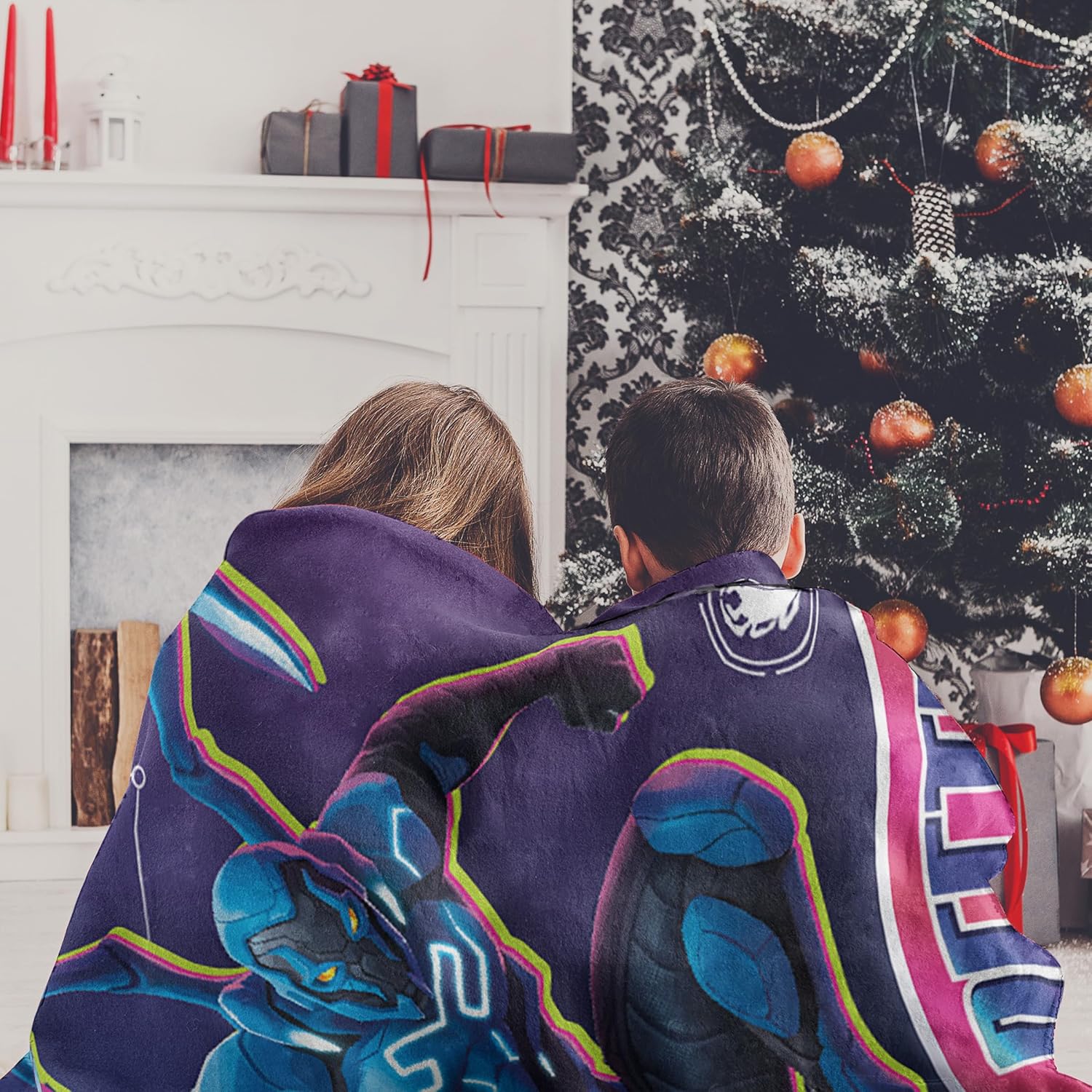 Northwest DC - Blue Beetle Silk Touch Sherpa Throw Blanket, 40" x 50", Super Beetle - Image 2