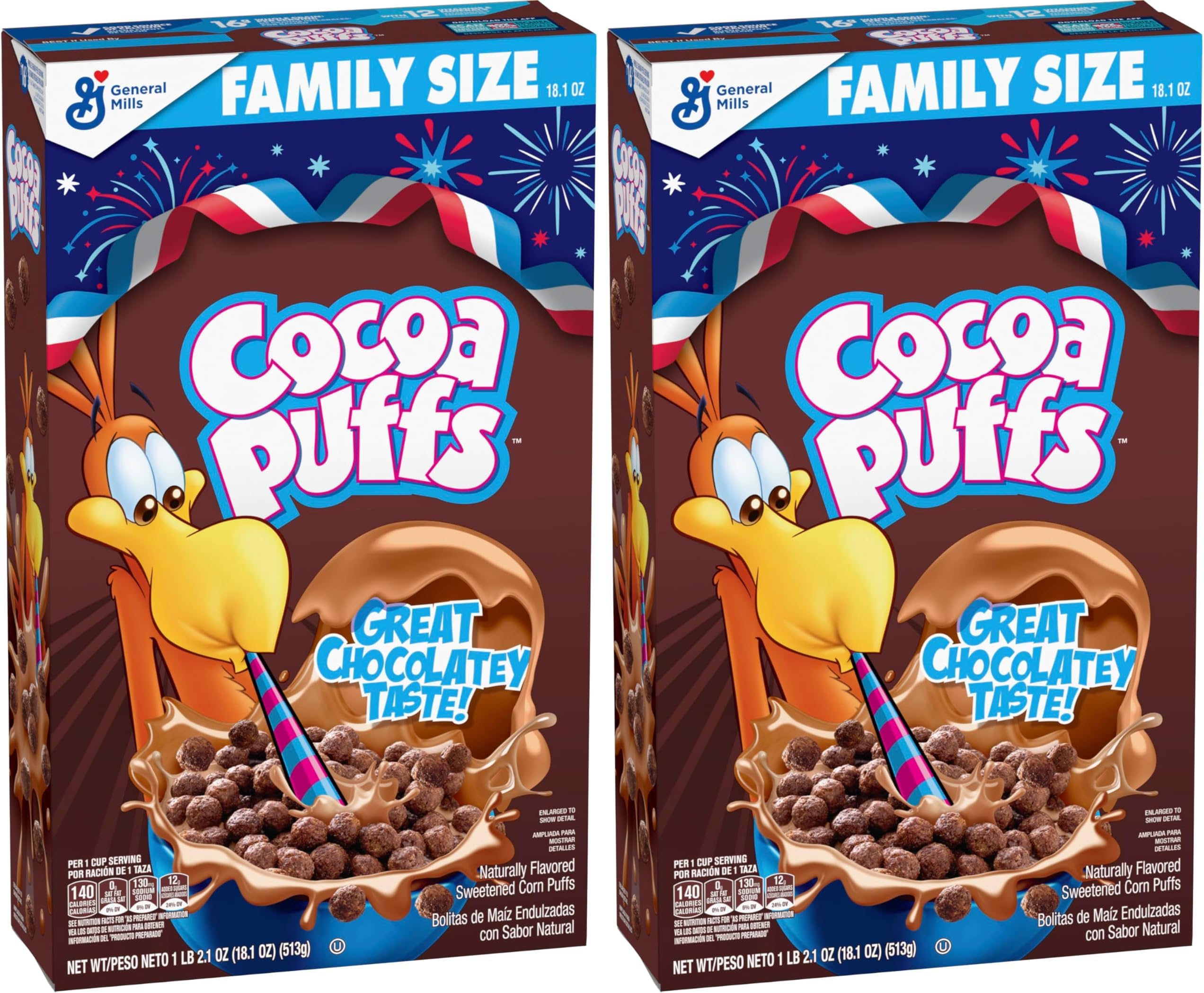 Chocolatey Breakfast Cereal, Made with Whole Grain, Family Size, 18.1 oz (Pack of 2)