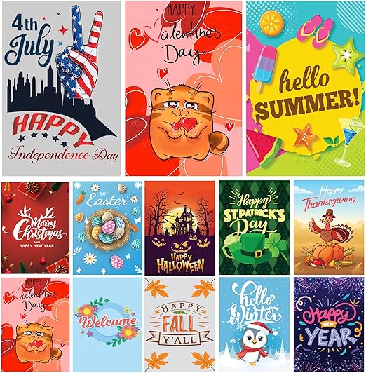 Set of 12 Seasonal Garden Flags, 12x18 Inch Garden Flags