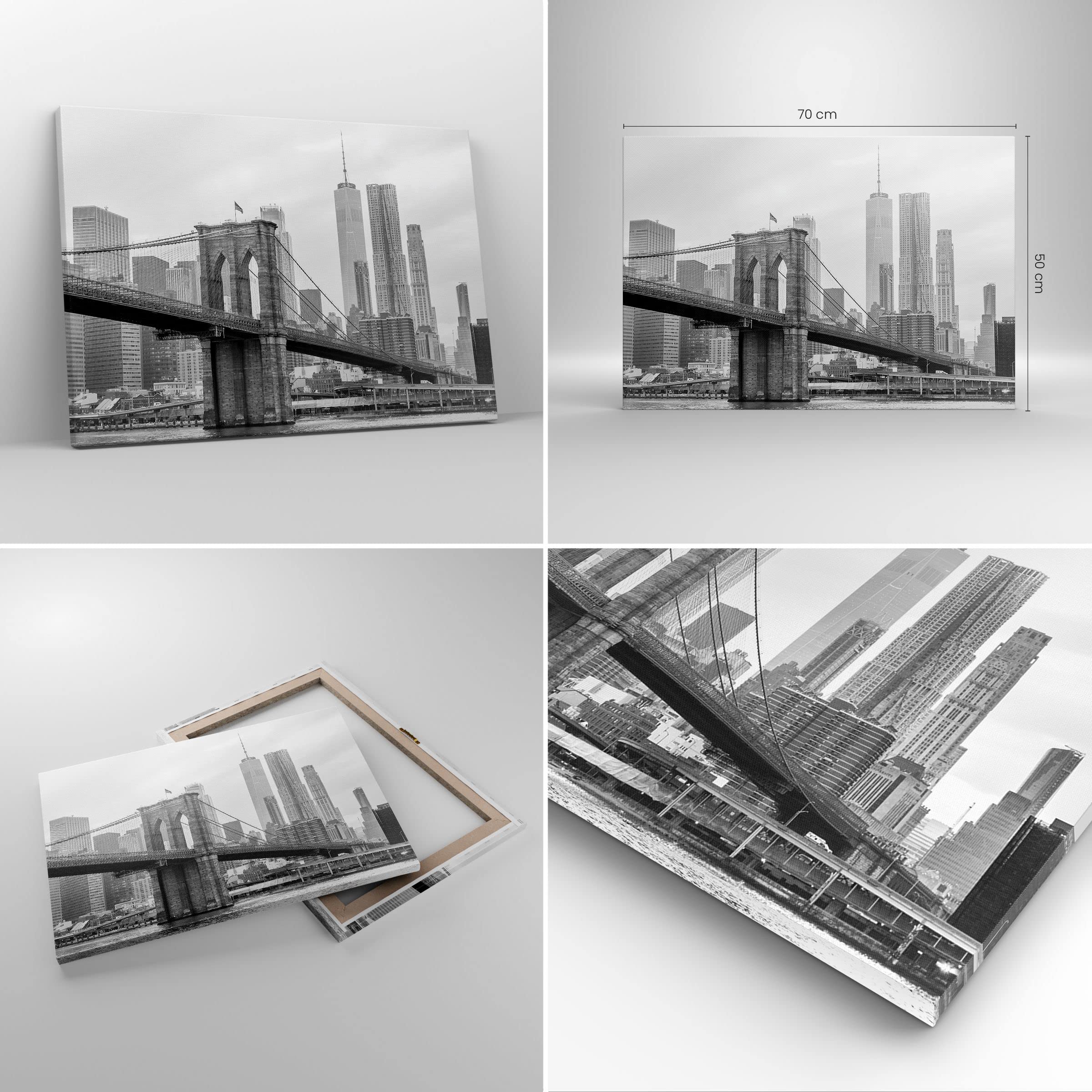 Lienzos decorativos Puente Brooklyn Blanco Y Negro Cuadro Sobre Lienzo Moderno 70x50cm Cuadros Decoracion Salon Dormitorio Cocina Cuadros Pared Imágenes Wall Art Prints Decor Canvas AA70x50-4245
