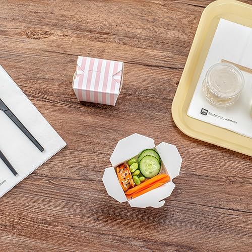 Miniatura 9 de Restaurantware Bio Tek - Cajas para llevar fideos de 16 onzas, 25 cajas desechables de comida para llevar, papel kraft apilable con bloqueo de