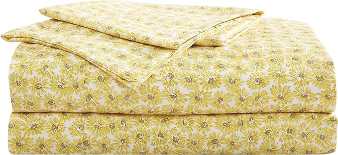 Betsey Johnson - King Bed Sheets, Soft & Lightweight Bedding, Fade & Wrinkle Resistant (Sunflower Field Yellow, King)
