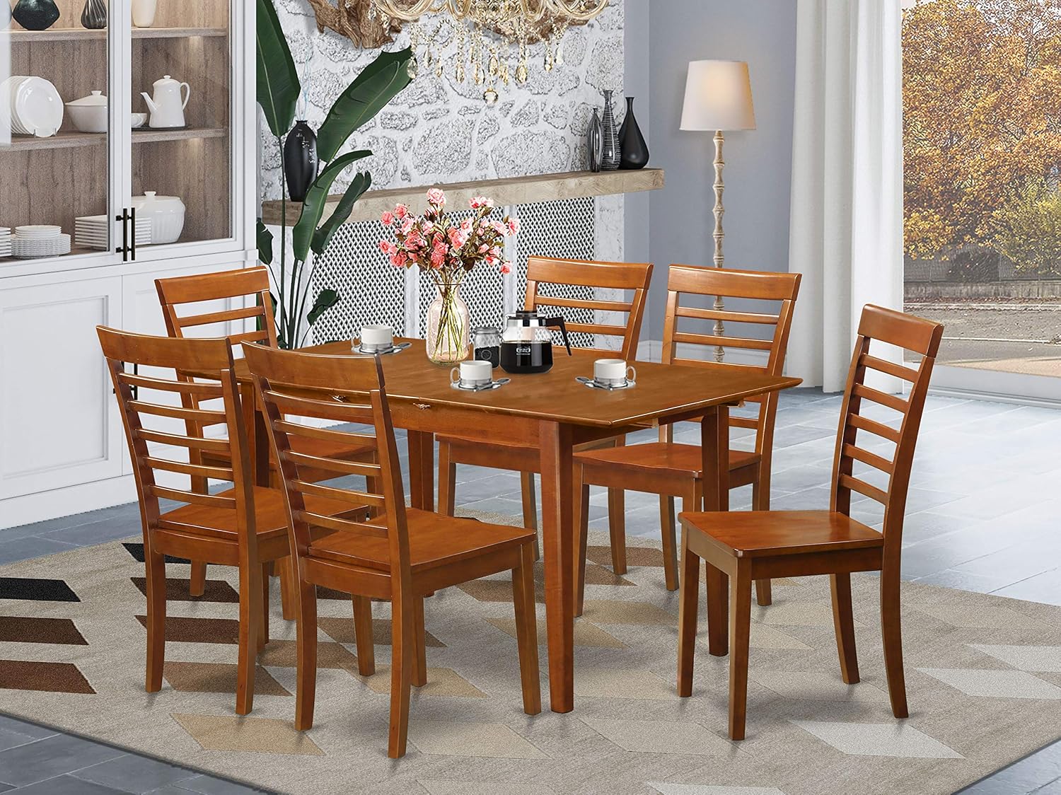 Buy 7 PC Kitchen Tables and chair set Table with a 12in Leaf and 6