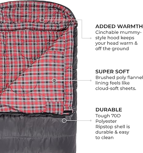 Miniatura 4 de TETON Sports Celsius XL Saco de dormir ideal para acampada familiar saco de compresión gratuito