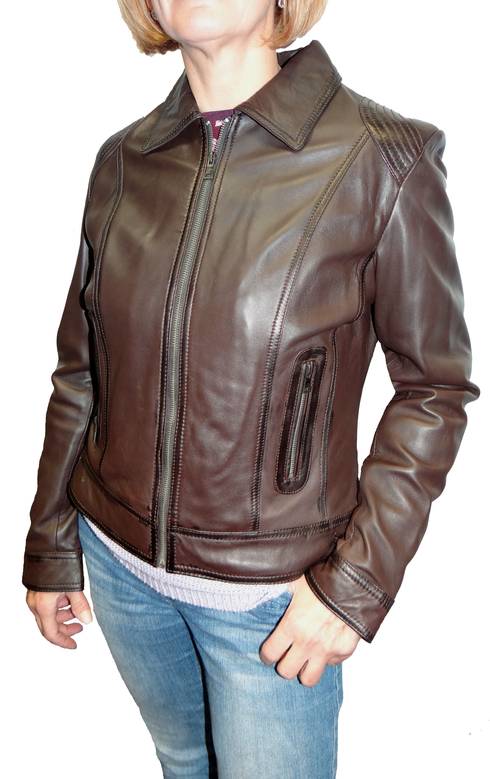 Tibor Design Zip Front Leather Jacket
