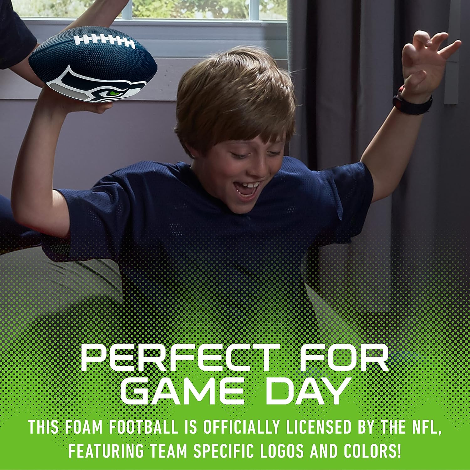 Franklin Sports NFL Seattle Seahawks Football - Kids Foam Football - Soft Football - Mini Size - Perfect for Gameday - 8.5" 3D Logos! : Everything Else