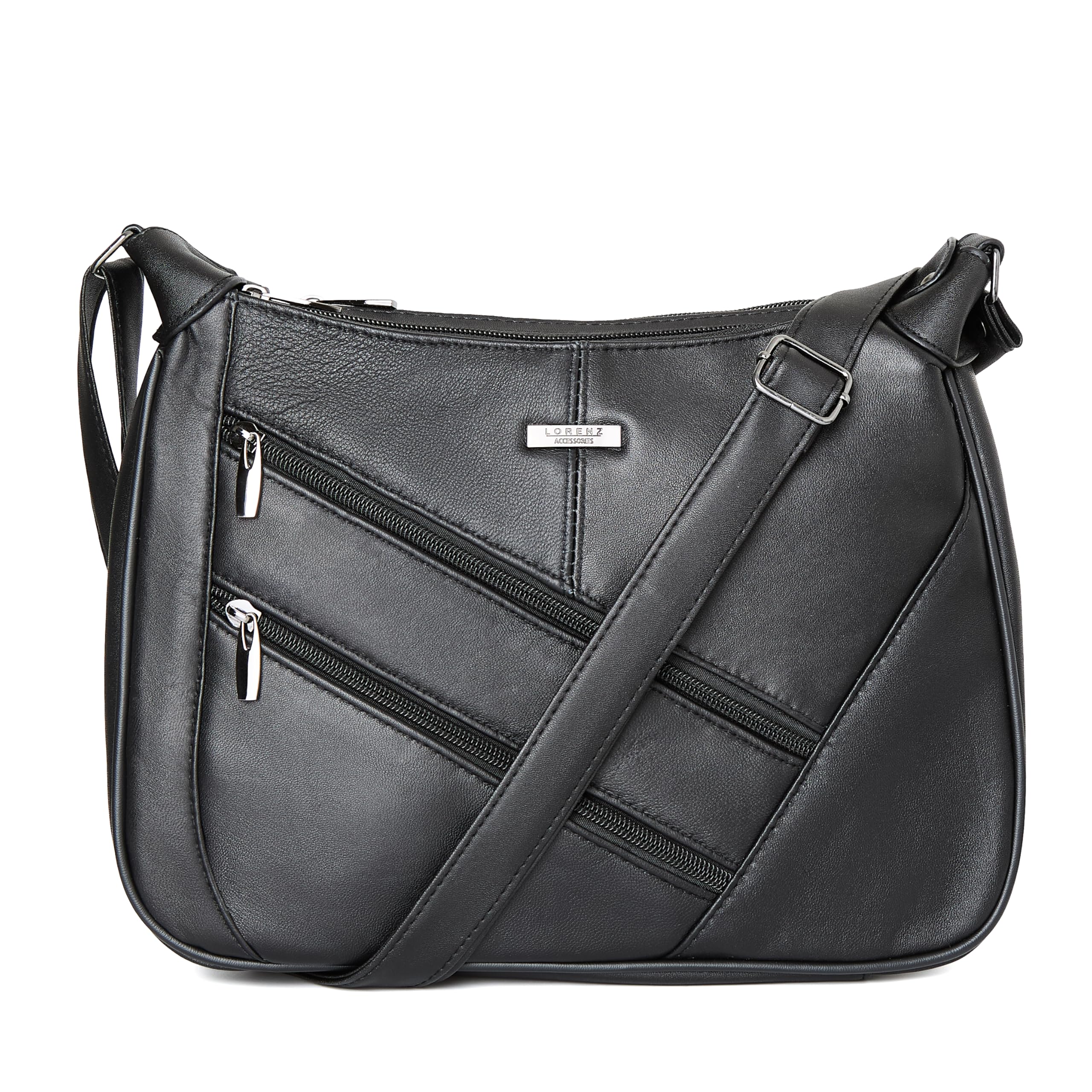 Woodland Leathers Borsa a tracolla da donna a tracolla, tasche multiple con cerniera e tasca portaoggetti, Arancione, 27x26.5 CM
