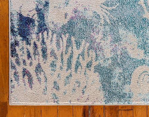 Miniatura 8 de Alfombra moderna Positano de estilo costero de Loom, Polipropileno, Azul claro, beige