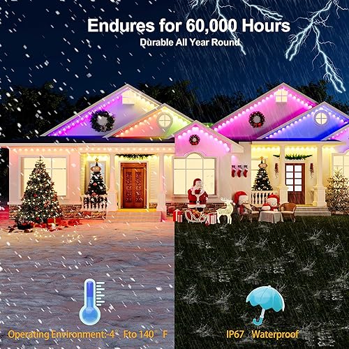 Miniatura 5 de Luces permanentes para exteriores para casa, escena de bricolaje para Halloween, decoración de Navidad, luces de Navidad permanentes de 150 pies