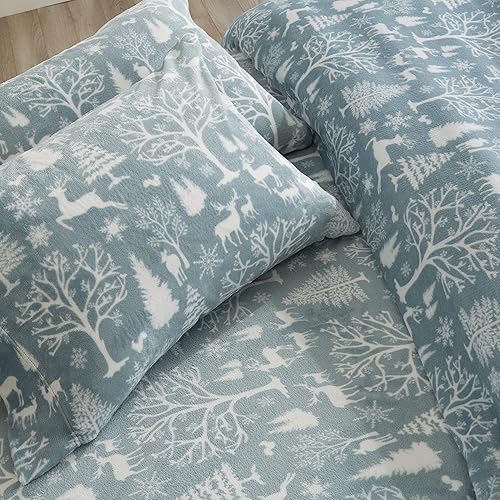 Miniatura 7 de Juego de sábanas de felpa con terciopelo, estampadas, muy suaves y cómodas Sábanas de lujo para colchón grueso. Colección Velvet Luxe (en tamaño