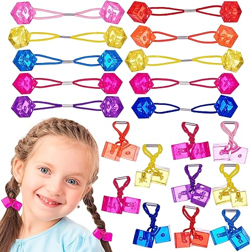 20 piezas de colectores de cola de caballo en cubo surtidos, cubos de cola de caballo con cuentas gemelas, elásticos para el cabello con cuentas