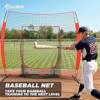Vista 2 de Baseball Net with Batting Tee & Ball Caddy, 7x7ft Baseball Softball Batting Net with Strike Zone for Practice Hitting Pitching Fielding, Quick