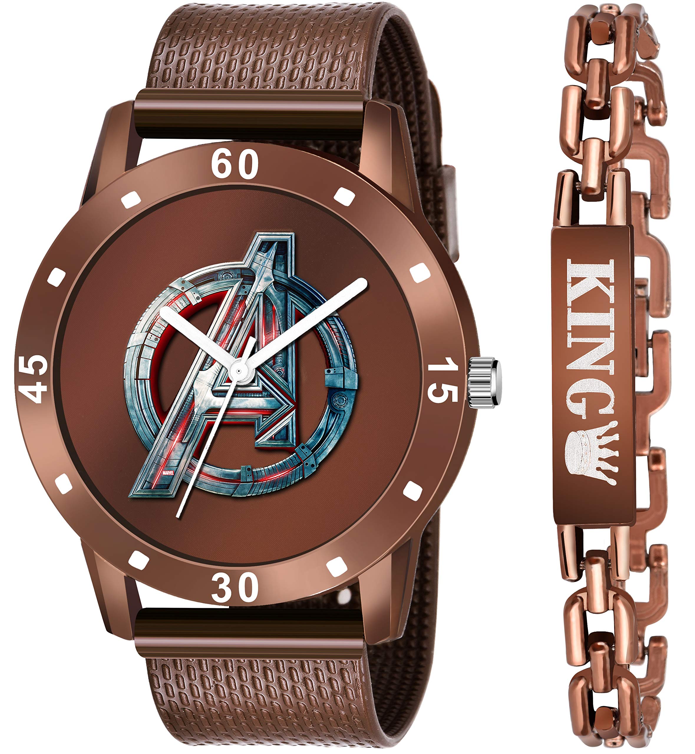 CERO Combo of Avenger Printed Watch and King Bracelet Analog Men and Boys Combo Watches (Brown) (B091TKLTYZ) Amazon Price History, Amazon Price Tracker