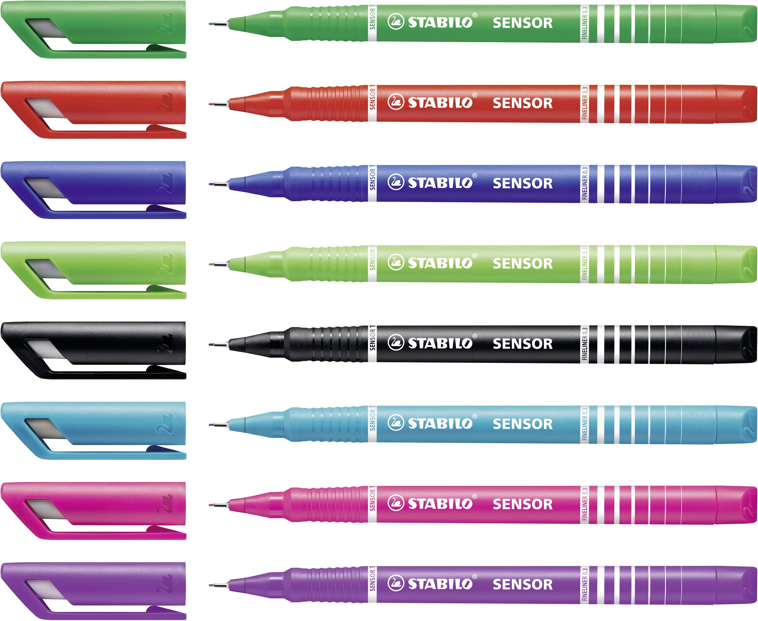 Fineliner mit gefederter Spitze - STABILO SENSOR F - fein - 48er Display - mit 8 verschiedenen Farben