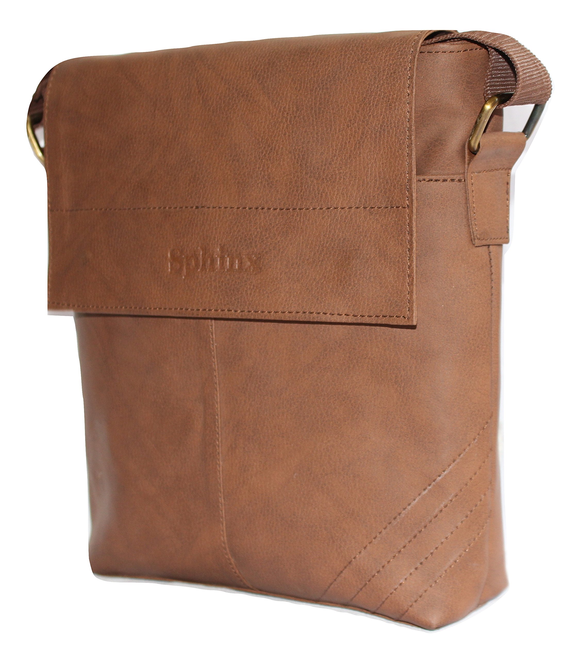 SPHINX Artificial Leather Cross-body Sling Bag for men/boys - Brown (L x B x H: 25 x 22 x 7 cm)